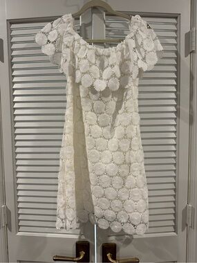 Trina Turk White Crochet-Trim Blouse